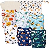 babygoal Newborn Cloth Diapers Pack of 13 for 5-12lbs Preemie Boy, Cloth Diaper Covers 6 Pack with 6pcs Inserts and Wet Bag, Reusable Washable & Waterproof