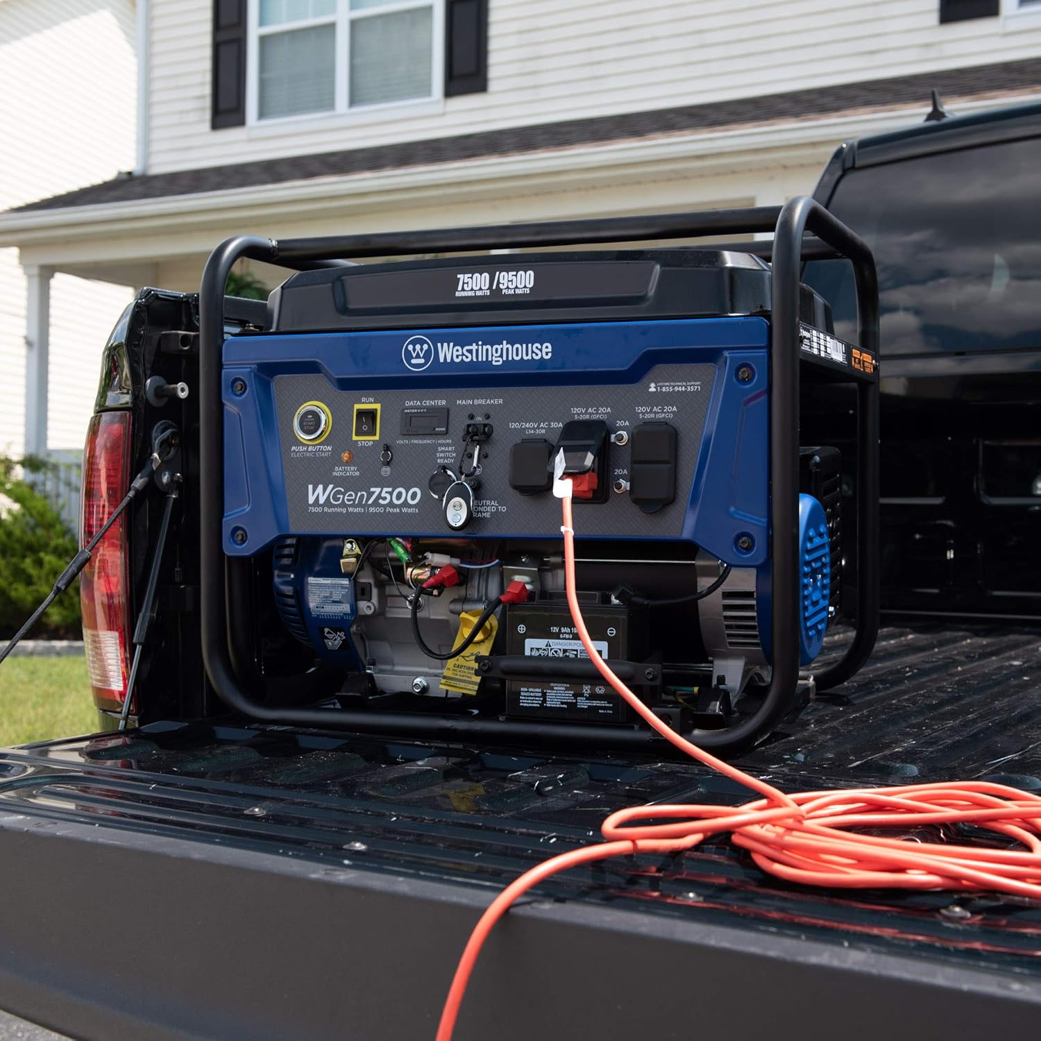 Westinghouse WGen7500 Portable Generator with Remote Electric Start - 7500 Rated Watts & 9500 Peak Watts - Gas Powered - CARB Compliant - Transfer Switch Ready : Garden & Outdoor
