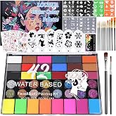 LOUHUA 42 Colors Face Painting Kit for Kids, Professional Water Activated FacePaint Makeup Kit with Stencils, Gem Stickers, Brushes for Carnivals, Theme Parties, Festivals, Halloween Cospaly