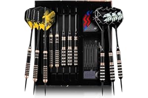 Turnart Darts Metal Tip Set - Steel Tip Darts Darts Set Professional Metal Darts Dart Board Set 12 Pcs 24 Gram 20 O-Rings Aluminum Darts Shafts 24 Extra Flights Darts Tool