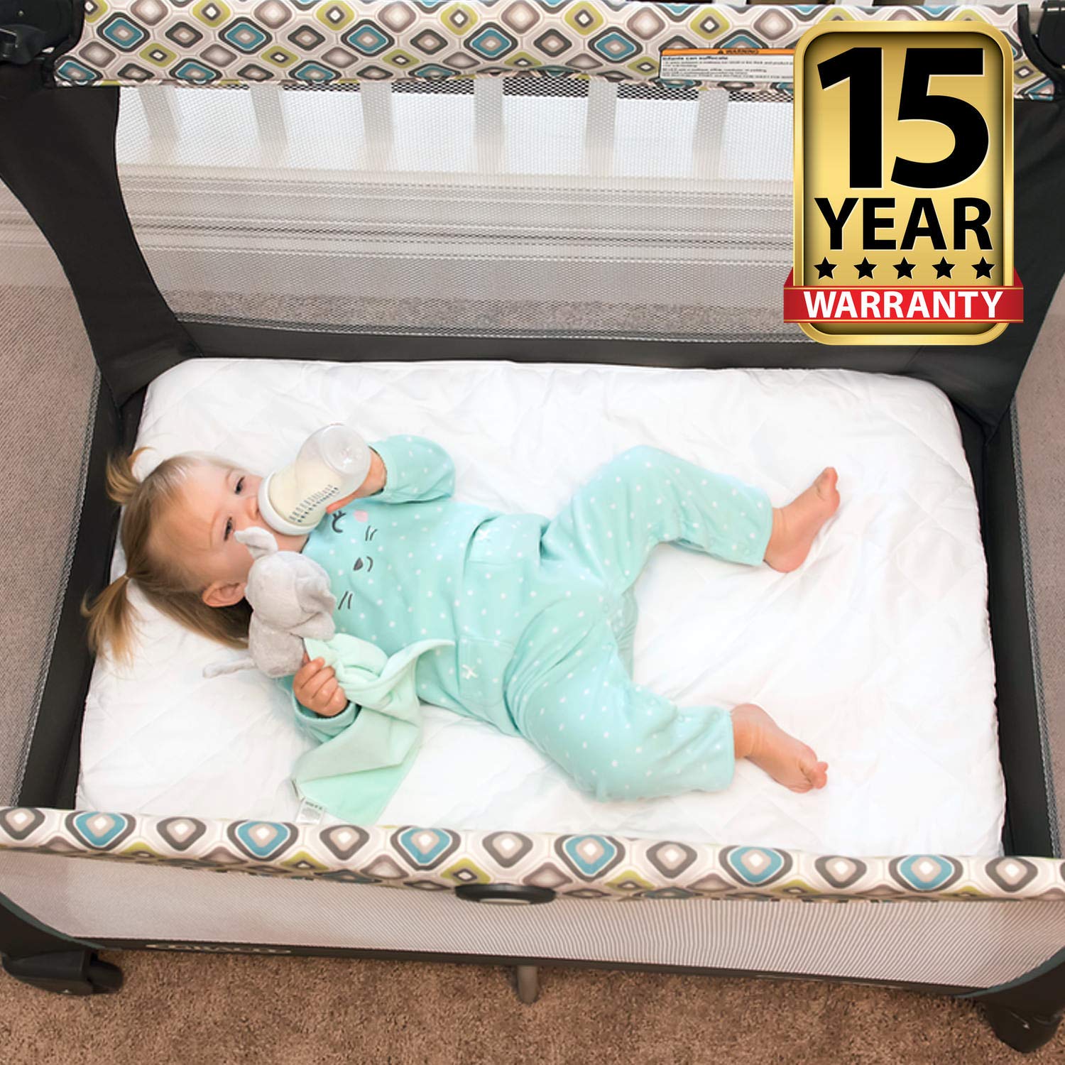 Little One's Pad Pack N Play Waterproof Mattress Cover - 27" X 39" - Fits Most Pack and Plays, Playards and Foldable Mattresses - Fitted, Comfy and Soft Mini Crib Mattress Protector : Baby