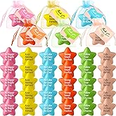 Aoriher 30 Sets Motivational Stress Balls with Thank You Card and Organza Bag Colorful Foam Inspirational Stress Relief Balls Bulk Appreciation Gifts for Team Employee Coworker, 2.17 Inch(Star)