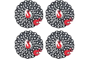 Falcon Cargo 1/2" X 15' (4PK) Grade 80 Transport Binder Chain - 12000LB WLL - Clevis Grab Hook, Tie-Down, Towing