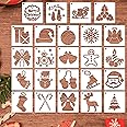 24 Pcs Christmas Stencils for Painting On Wood, Small Christmas Stencils Reusable Snowflake Santa Claus Christmas Tree Drawin
