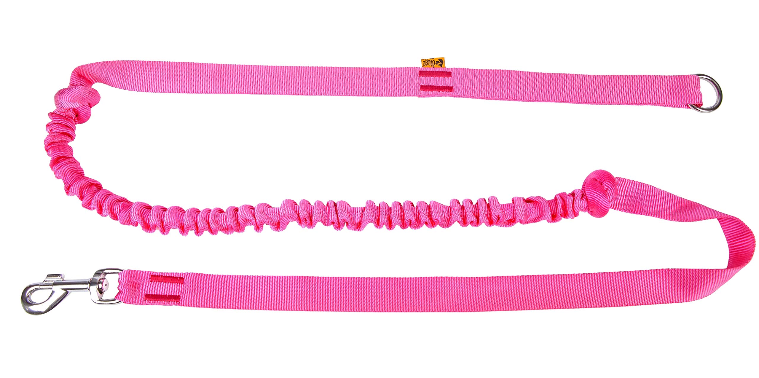 DINGO Canicross Lead with Shock Absorber, 1 Handle, Lightweight, Pull Absorption, Attachable Leash for Running, Sports, Jogging, Training, Polyamide, Handmade, Pink (14694-2)