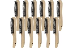 VASTOOLS Wire Brushes Pack of 12. for Cleaning Welding Slag, Rust and Dust. 10" Heavy Duty Carbon Steel Shoe Handle Wire Scratch Brush