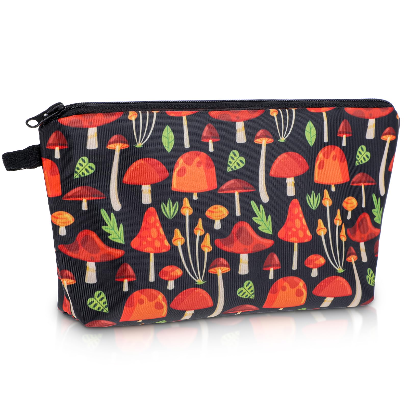 cobee Hippie Mushrooms Cosmetic Bags, Large Capacity Makeup Bag Waterproof Zipper Travel Toiletry Bag Funky Floral Makeup Organizer Pouch Mini Boho Clutch Bag for Women Grils, 8.6" x 5.5"(Mushroom-A)