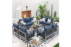 UDPATIO 7 Pieces Patio Aluminum Furniture Set Oversized Outdoor Furniture Modern Patio Set, 9 Seat Thick Cushion Outdoor Seating Set for Balcony(Include Wateroroof Sofa Cover)