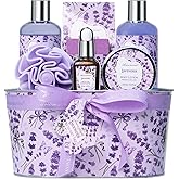 Bath Gift Baskets for Women, Lavender Relaxing Spa Gifts, Bath Spa Gift Basket for Women, Self Care Gifts, Care Package, Home Spa Products, Birthday Gifts , Gifts for her