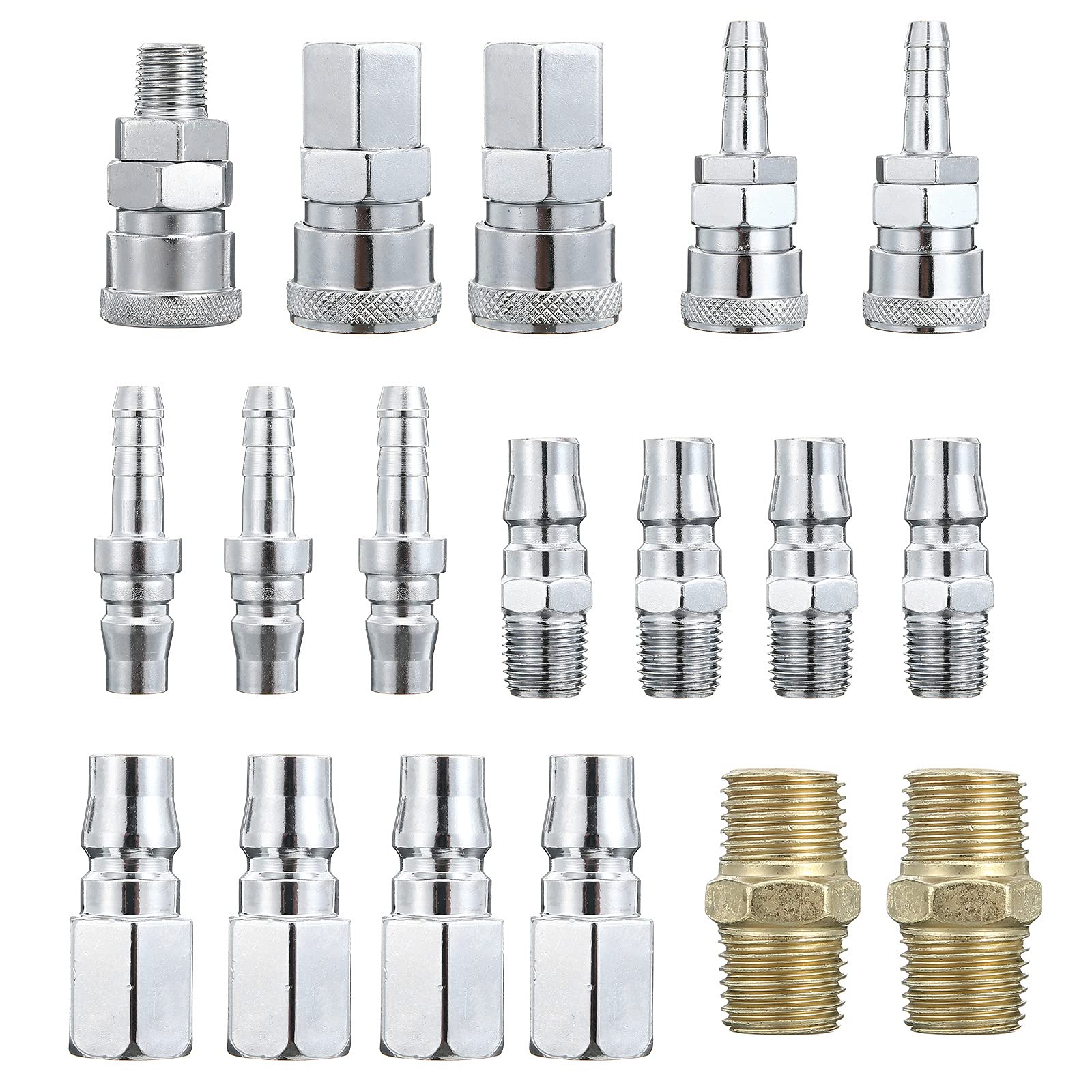 Opaltool 1/4" BSP Air Line Connectors, 18PC Euro Airline Hose Compressor Fitting Connector Quick Release Set Male Female Thread Couplings Connector Fittings Set