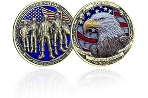 CHURYUML Military Veterans Challenge Coins 3D Pattern Thank You for Your Service Military Gifts for Men Women Navy Army Appreciation Coin Veterans Day Gift