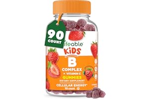 Lifeable Vitamin B Complex for Kids | with VIT C | Great Tasting B Complex Gummies | Vegan Kids B Complex | Energy and Nerve Support | 90 Gummies