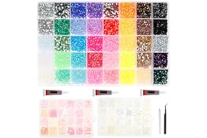 Bedazzling Kit, 40 Colors Resin Jelly Rhinestones for Bedazzling, 3mm 32000Pcs Flatback Gems for Crafting, Bedazzle Kit w 3Pc