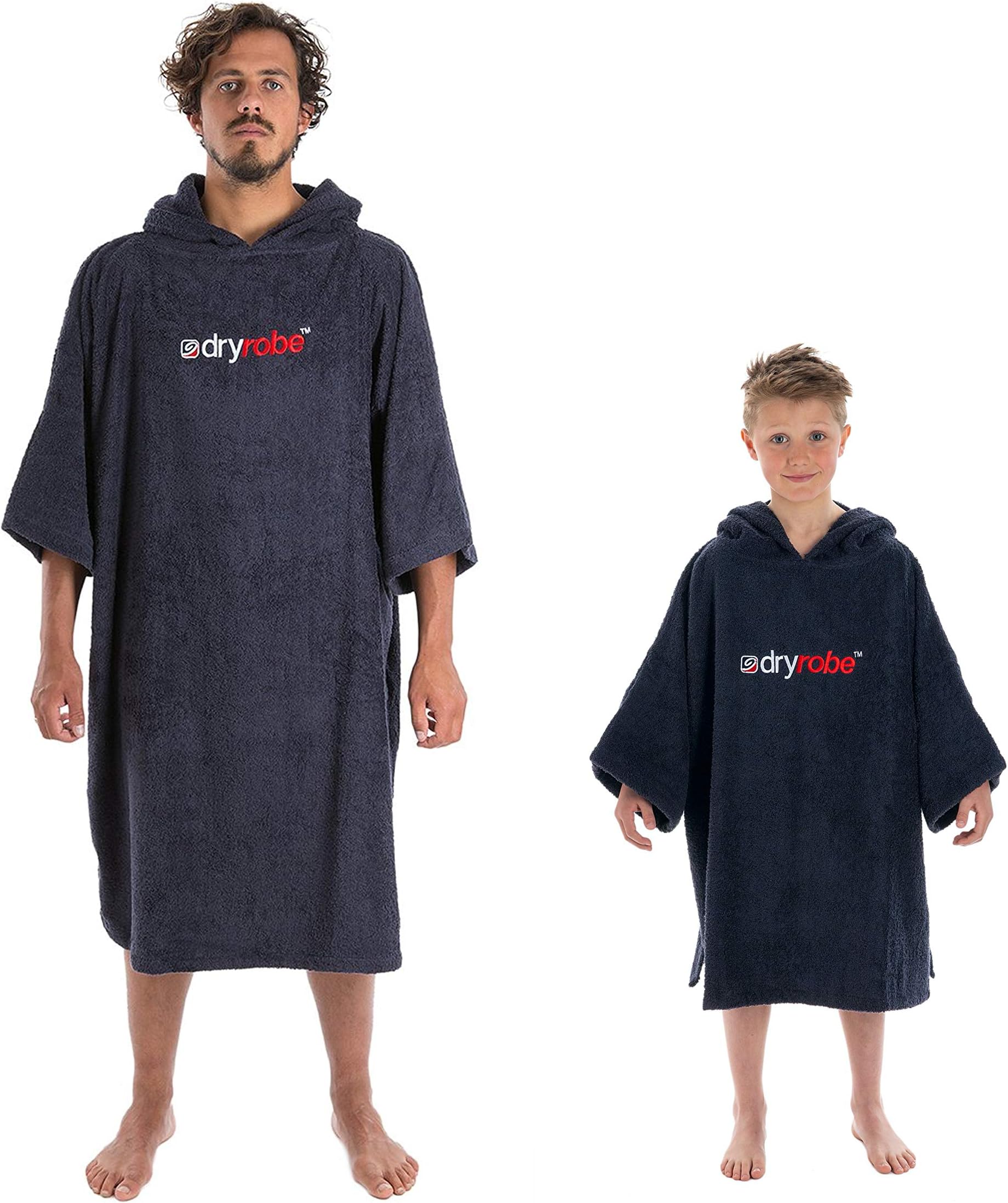 Dryrobe Towelling Robe - Short Sleeve Hooded Poncho Towel Changing Robe