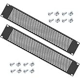 2U Vented Panel, LIYVZ 19'' Rack Mount Blank Rack Venting Panel 2 Pack | Thickened Steel, Scratch-resistant, Vented Airflow Design, Powder Coated, Fits Standard Server Racks and Cabinets