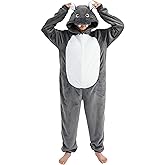 UiopSo Unisex Adult Onesie Pajamas,Flannel Hooded Sleepwear Halloween Costumes Animal Cosplay Homewear