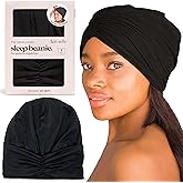 Kitsch Satin Lined Beanie - Softer than Silk Beanie For Sleeping Women, Breathable Hair Cover for Sleeping, Slouchy Beanies, Bonnets for Women, Hair Wrap, Reduce Breakage for Frizz-free Hairs - Black
