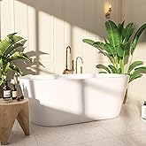 Adecab 61" Freestanding Bathtubs, Acrylic Soaking Tubs for Adult, Integrated Overflow and Drain, cUPC Certified, Glossy White