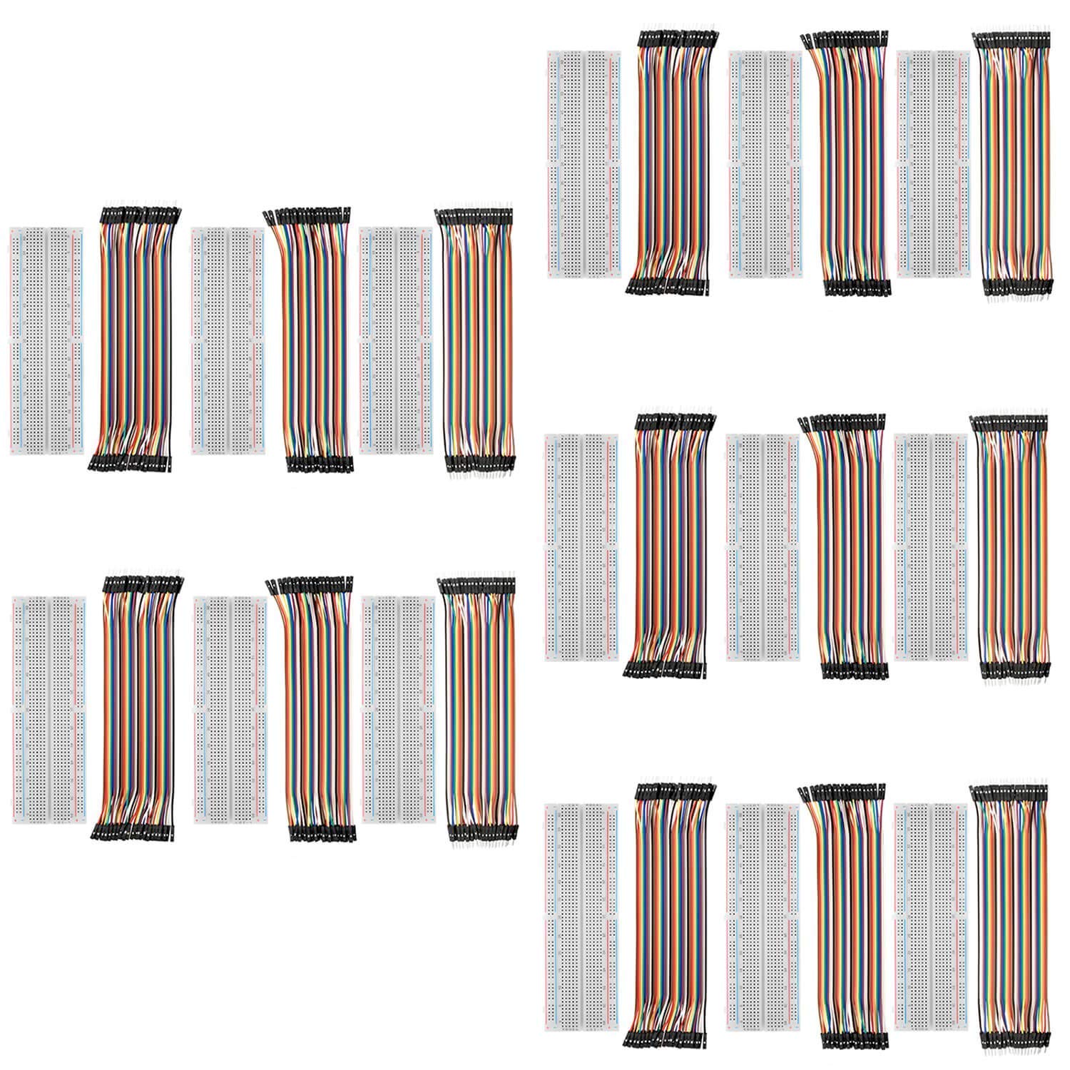 AZDelivery 5 x MB-102 Breadboard Kit - (Set of 3) 830 Tie-Point Solderless Breadboard Prototype PCB Board + (Set of 3) Jumper Wires M2M/F2M/F2F(40 PCS each) compatible with Arduino including E-Book!