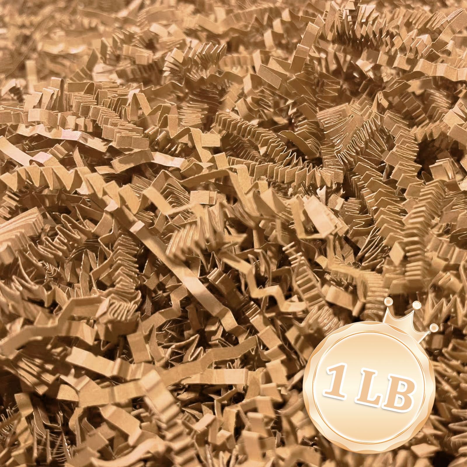 Zankubom 1 LB Brown Kraft Crinkle Cut Paper Shred
