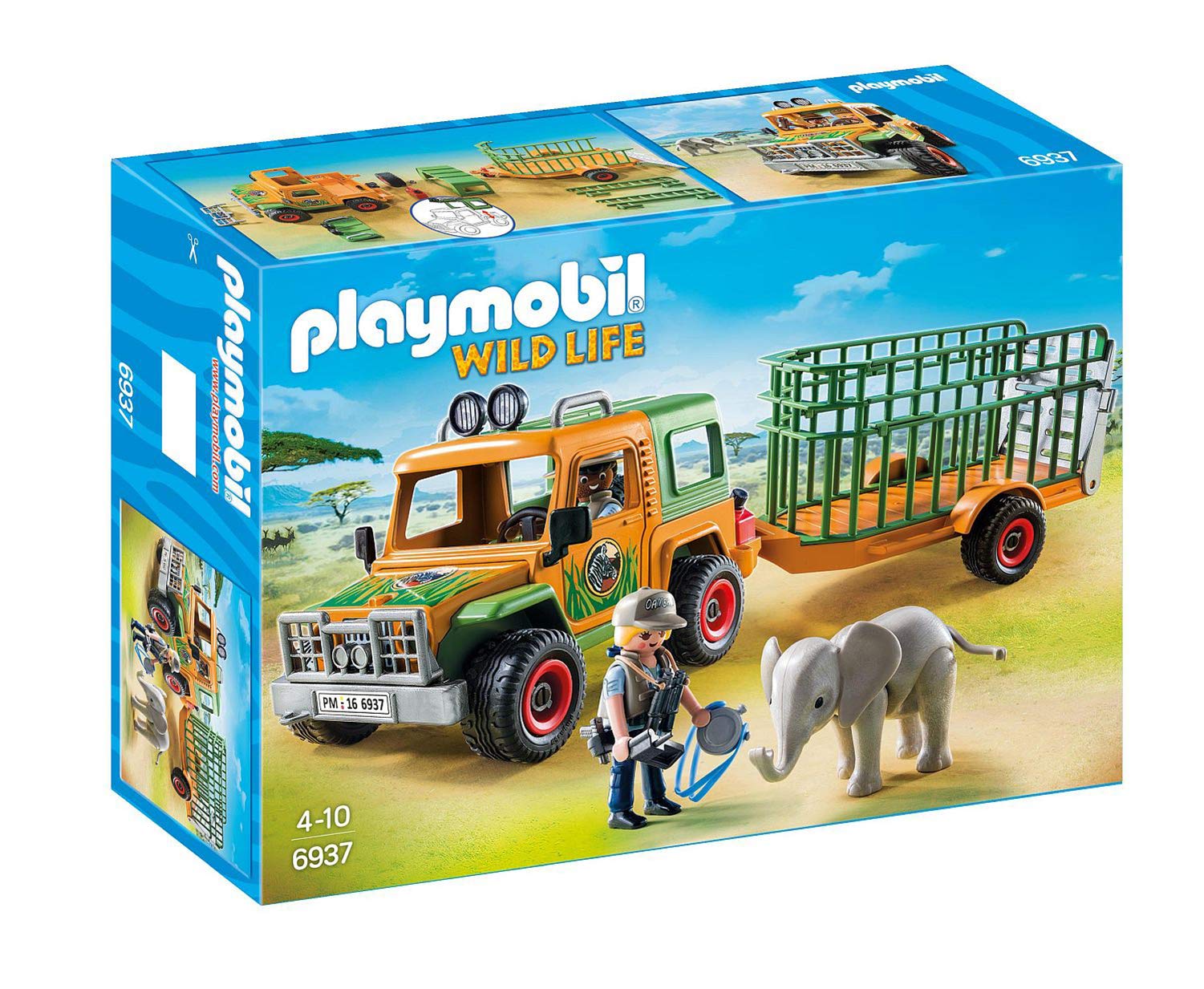 Playmobil Wild Life 6937 Ranger's Truck with Elephant, for Children Ages 4+