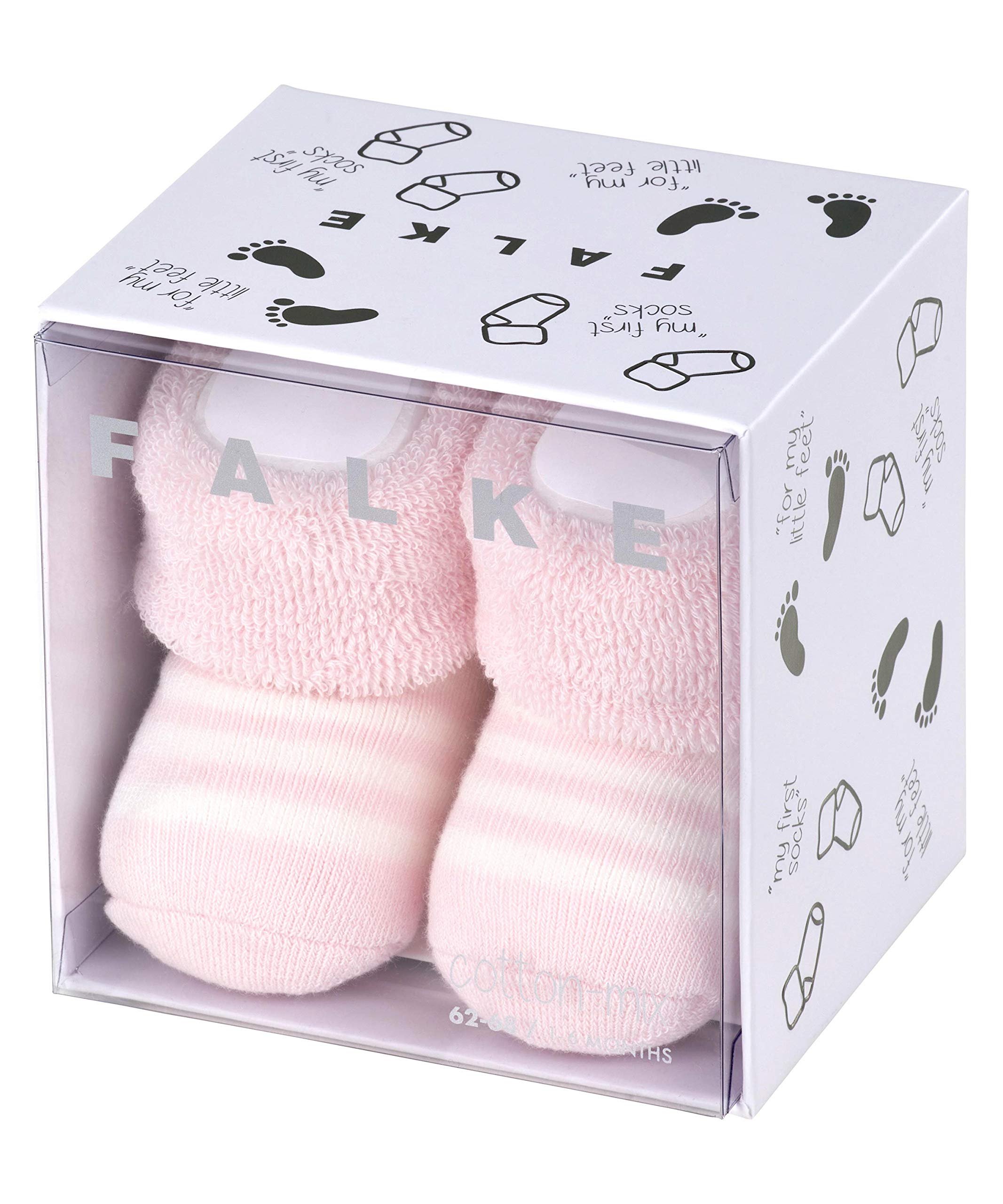 FALKE mens Erstlingsringel Socks, Cotton, Pink (Powder Rose 8900), 0-1 month (1 pair)