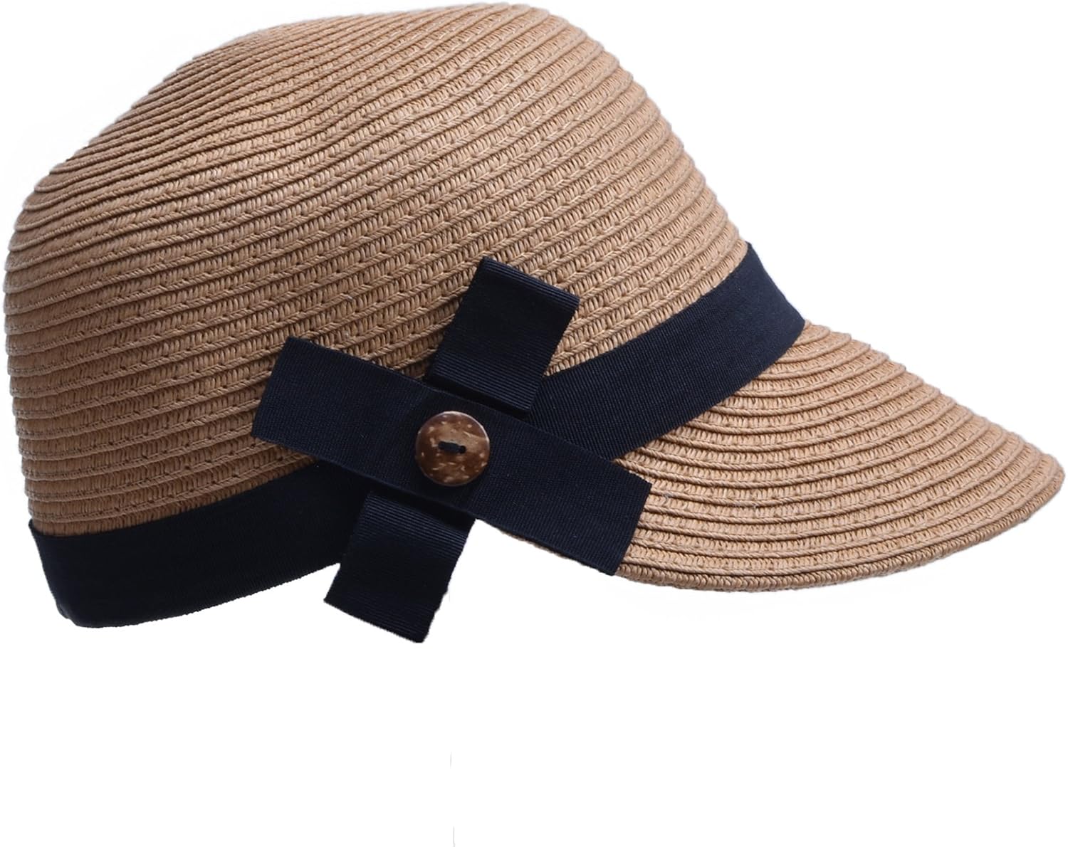 Lawliet Womens Straw Equestrian Cap Baseball Band Peaked Hat Derby Race