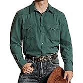 VATPAVE Mens Western Cowboy Shirts Button Up Shirts Long Sleeve Work Shirts for Men with Two Pockets