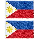 stidsds 2 Pack Philippines Flag Patch Philippines Flags Embroidered Patches Filipino Flags Military Tactical Patch for Clothes Hat Backpacks Pride Decorations
