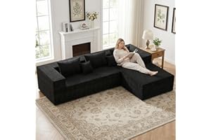 Boneless Couch Sectional, 105.9" Cloud Couch L Shaped, Corduroy Foam Compressed Sofa in a Box for Living Room