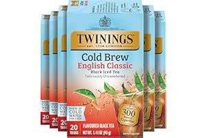 Twinings English Classic Cold Brew Iced Tea Bags, 20 Count (Pack of 6), Unsweetened Black Tea, Caffeinated, 120 Teabags
