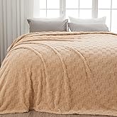 NEWCOSPLAY Super Soft Queen Blanket Brown Premium Silky Flannel Fleece 3D Checkered Lightweight Bed Blanket All Season Use (Brown Checkered, Queen(90"x90"))