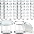 DecorRack 48 Plastic Mini Containers with Lids, 0.3oz, Craft Storage Containers for Beads, Glitter, Slime, Paint or Seed Storage, Small Clear Empty Cups with Lids (48 Pack)
