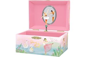 GIGGLE & HONEY Musical Ballerina Jewelry Box for Girls - Kids Music Box with Spinning Ballerina, Ballet Birthday Gifts for Little Girls, Jewelry Boxes, 6 x 4.7 x 3.5 in - Ages 3-10,Pink