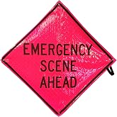 36 Inch Reflective Pink Roll-Up Sign - Emergency Scene Ahead