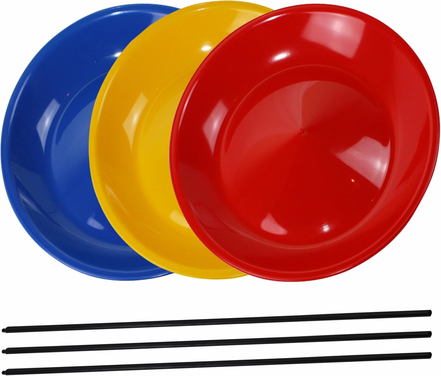 Spinning Plates Circus Skills Trick Game Pack of 3 Plates & Sticks