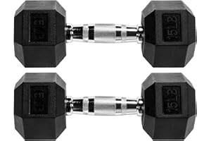 Fitvids Rubber Coated Hex Dumbbell Weight Set and Storage Rack, 100LBS, 150LBS or 200LBS Set, 5-20 lbs, 5-25 lbs, 10-30 lbs Pairs