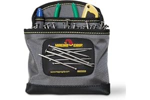 MagnoGrip 3-Pocket Nail Pouch with Integrated Magnetic Storage - Durable 1680D Ballistic Polyester, Magnetic Interior & Exterior, Tool Belt Compatible, Construction Pouch for Carpenters & DIY Projects