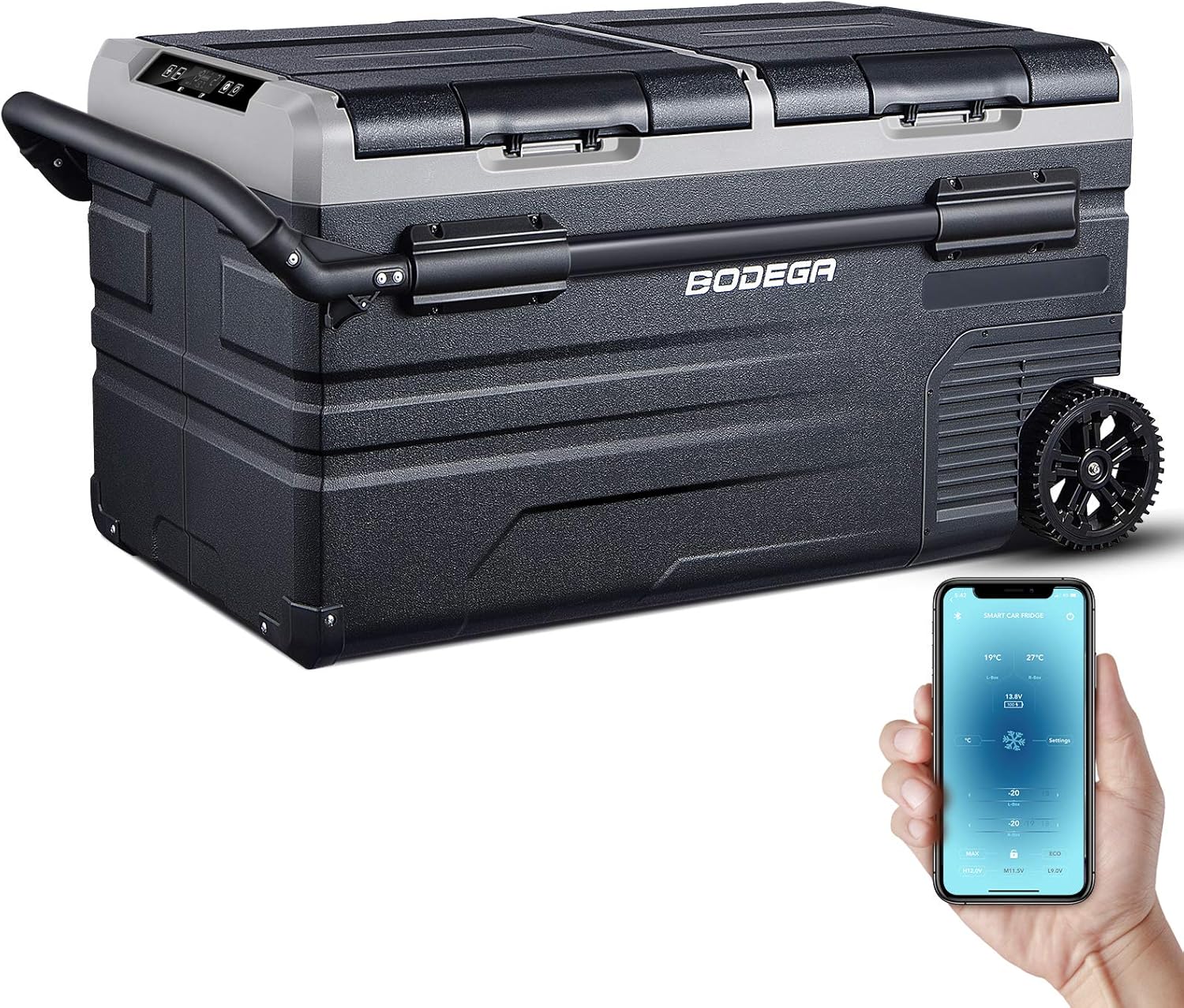 BODEGA 12 Volt Refrigerator Portable Freezer Car Fridge Dual Zone APP Control 80 Quart(75L, -4℉-68℉ RV Electric Compressor Cooler for Outdoor, Vehicles, Camping, Travel,12/24V DC and 100-240V AC