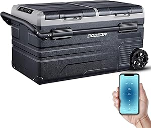 BODEGA 12 Volt Refrigerator Portable Freezer Car Fridge Dual Zone APP Control 80 Quart(75L, -4℉-68℉ RV Electric Compressor Cooler for Outdoor, Vehicles, Camping, Travel,12/24V DC and 100-240V AC