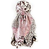 CLeemuziN Women's Silky Satin Large Head Scarf Leopard/Paisley Neck Scarves Square Hair Wrapping Sleeping Bandana 35in
