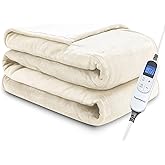 Thermylux Electric Blanket Full 72"x84" Heated Electric Blankets 10 Heating 12 Time Settings Levels 8 Hours Auto Off Fast Heating and Overheat Protection ETL Certified Machine Washable,Ivory