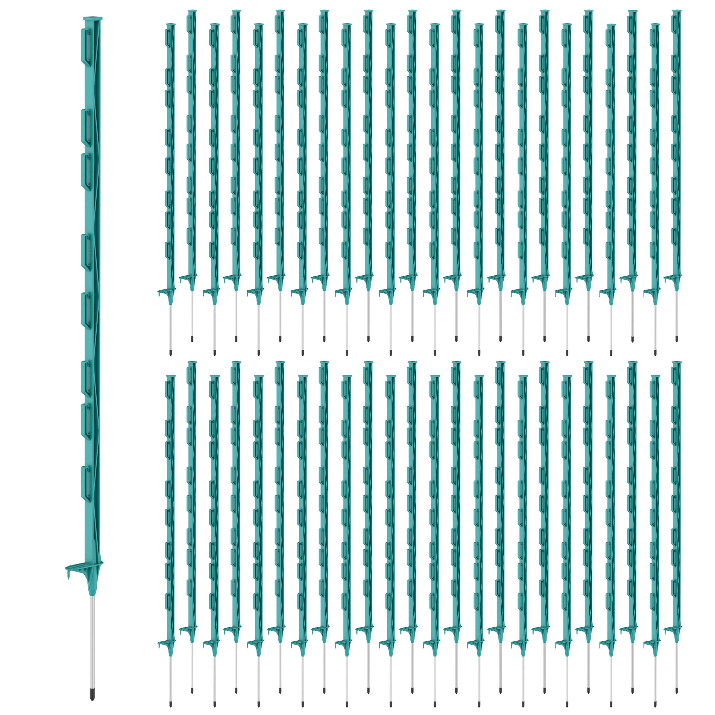 Photo 1 of Houseables Electric Fence Posts, Step in Fence Post 4FT, Electric Fencing, Garden Stakes, Garden Poles, Kit for Wire, Deer, Livestock, Temporary, Fiberglass, Plastic, Green, Ground Rod, 4 Feet, 50 PK