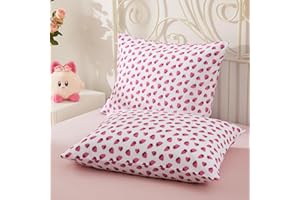 Vonty Kids Pillowcase Pink Strawberry Printed Standard Pillow Cases, Microfiber Kids Pillow Cases for Girls - Soft & Breathable 20x26 Pillow Covers(1Pcs)