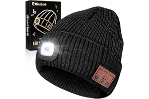 HINSHARK Gifts for Men, Stocking Stuffers for Men LED Bluetooth Beanie Hat, Mens Gifts for Christmas, Cool Gadgets for Him, Dad, Husband, Boyfriend, Grandpa, White Elephant Gifts for Adults