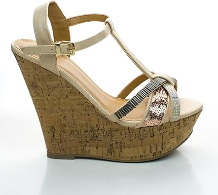 nude wedges amazon