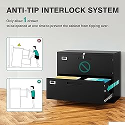 SISESOL 2 Drawer Lateral File Cabinet with