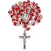 Mondo Cattolico Rosary Beads catholic for Women and Men Blessed During Pope's Angelus, Our Lady of Good Health Traditional Rosary in Faceted Crystal Beads - Perfect Catholic gifts