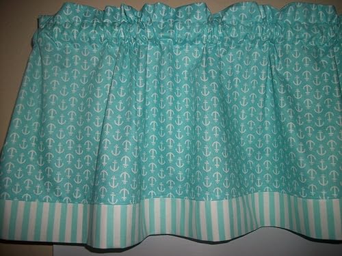 Amazon Com Anchor Teal White Stripe Striped Nautical Boat Fabric