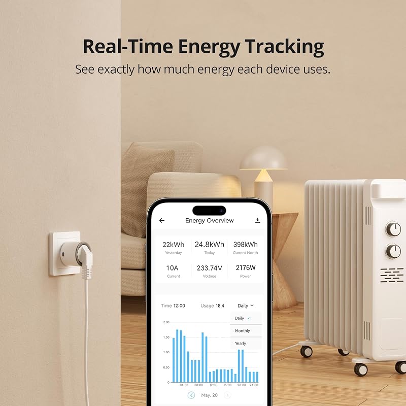 S60ZBTPF Zigbee Smart Plug 4er Pack, Relais-Steckdose mit Fernsteuerung, Energiemessung, Zigbee-Repeater, Zeitplänen und Überlastschutz, kompatibel mit der eWeLink-App, erfordert Gateway